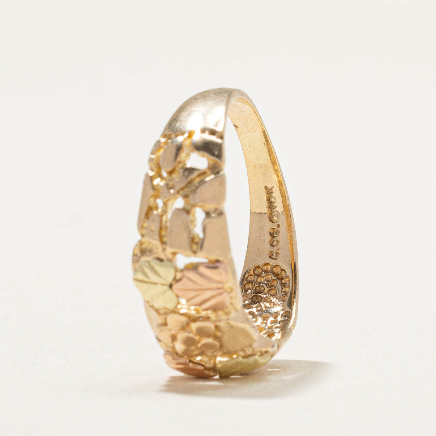 10K Two Tone Gold Leafy Floral Design Ring | SZ 5.5