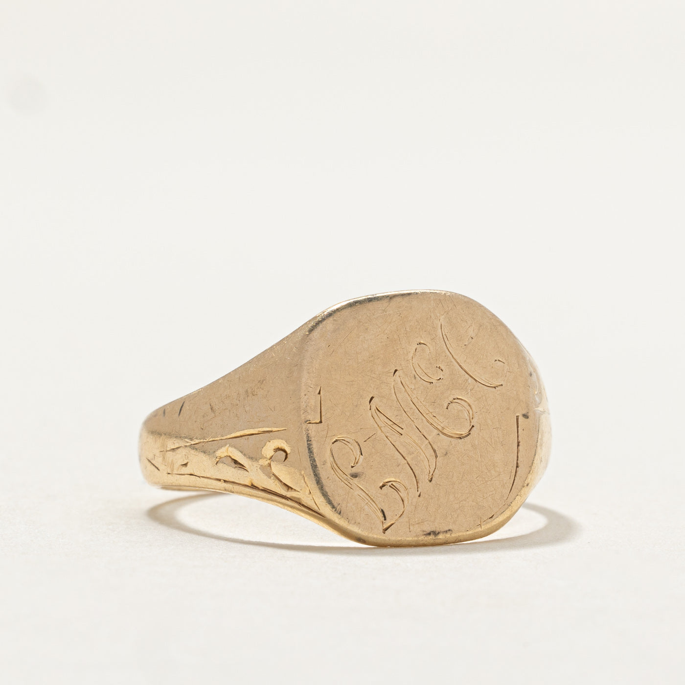 1964 Birmingham 9K Yellow Gold "LMcC" Initial Signet Ring | SZ 9.75