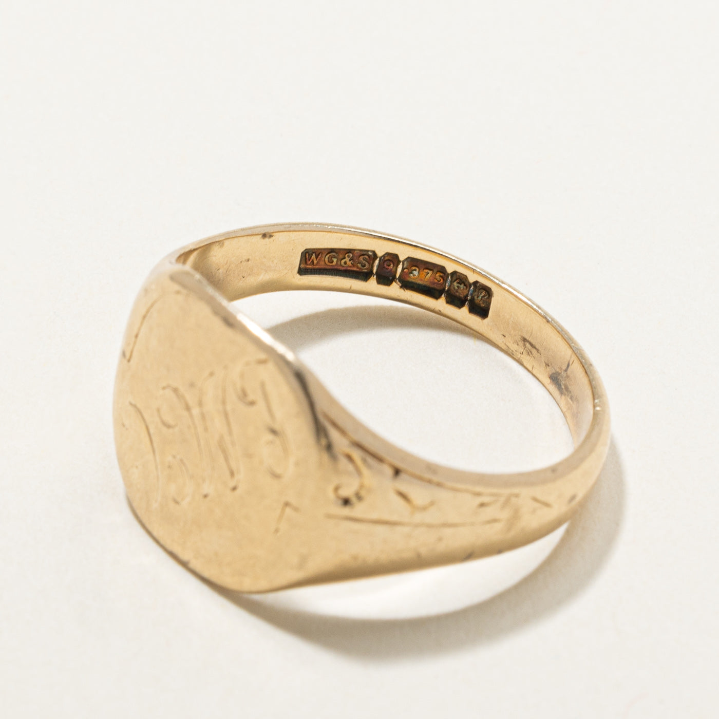 1964 Birmingham 9K Yellow Gold "LMcC" Initial Signet Ring | SZ 9.75