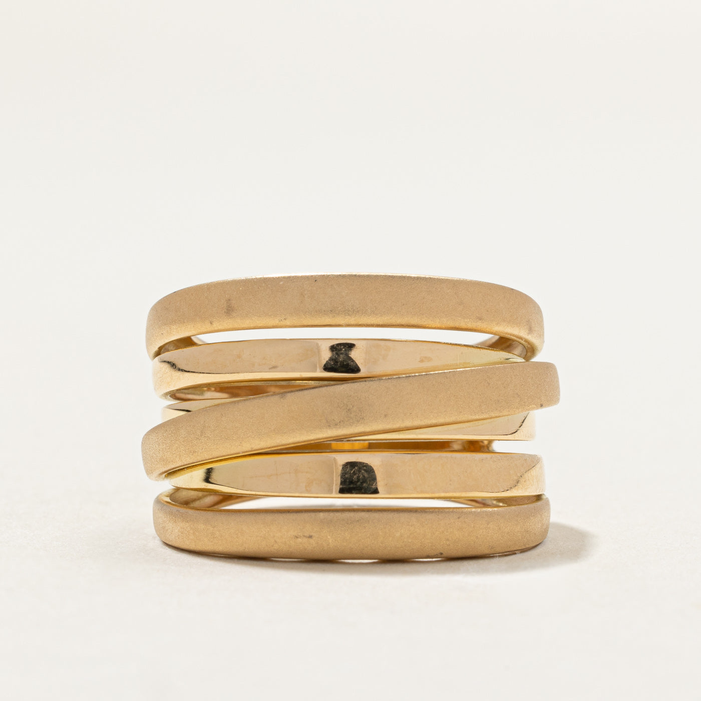 18K Yellow Gold Layered Bands Cocktail Ring | SZ 0.75