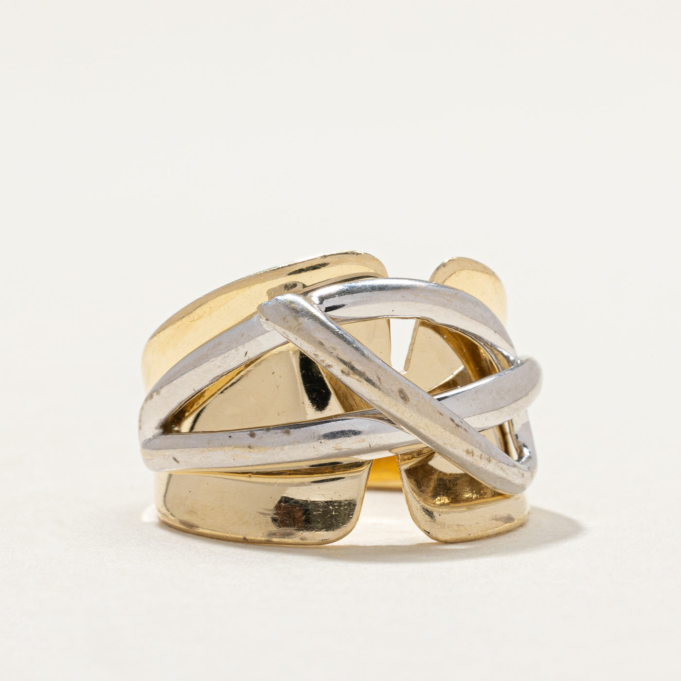 14K Two Tone Gold Abstract Cocktail Ring | SZ 6