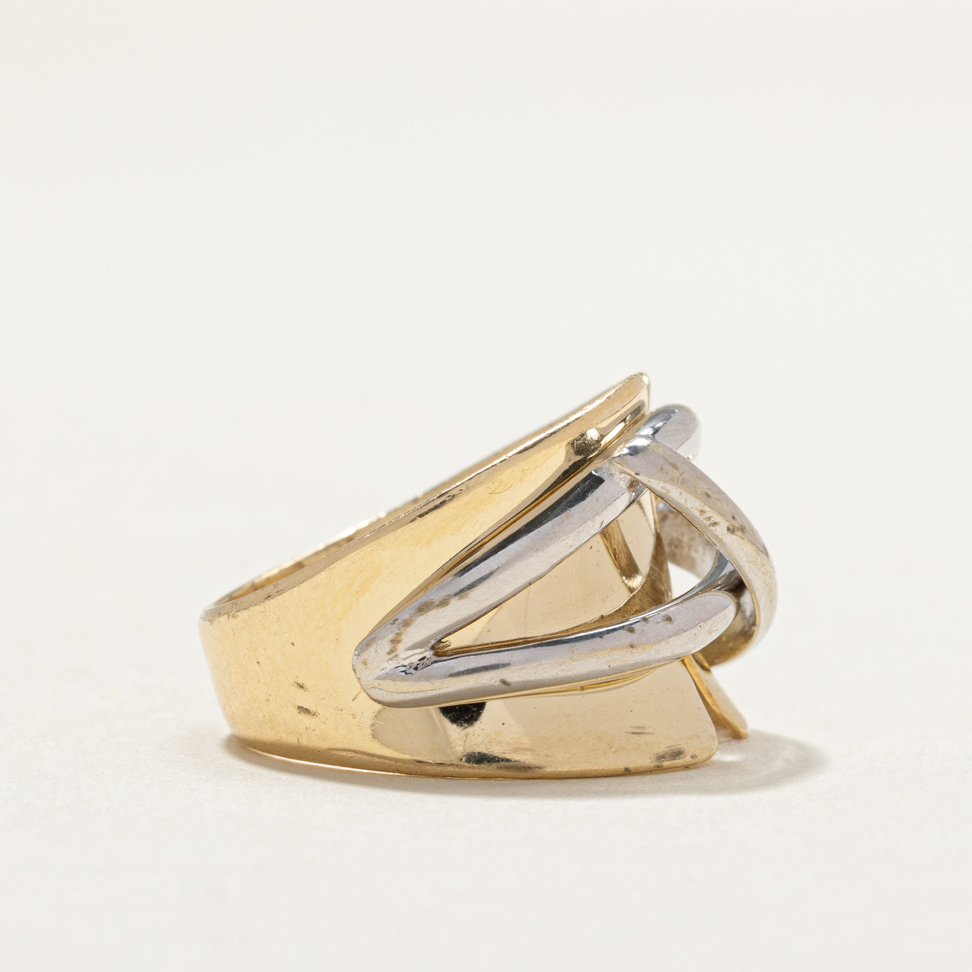 14K Two Tone Gold Abstract Cocktail Ring | SZ 6