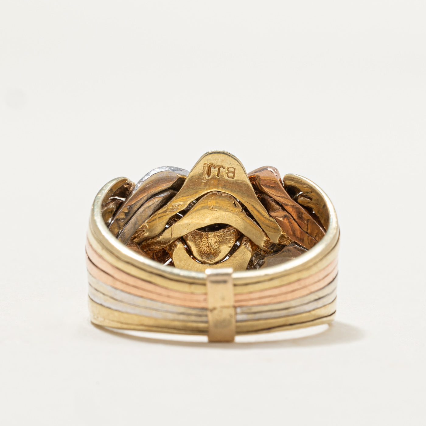 10K Tri Tone Gold Solved Puzzle Ring | SZ 12.25