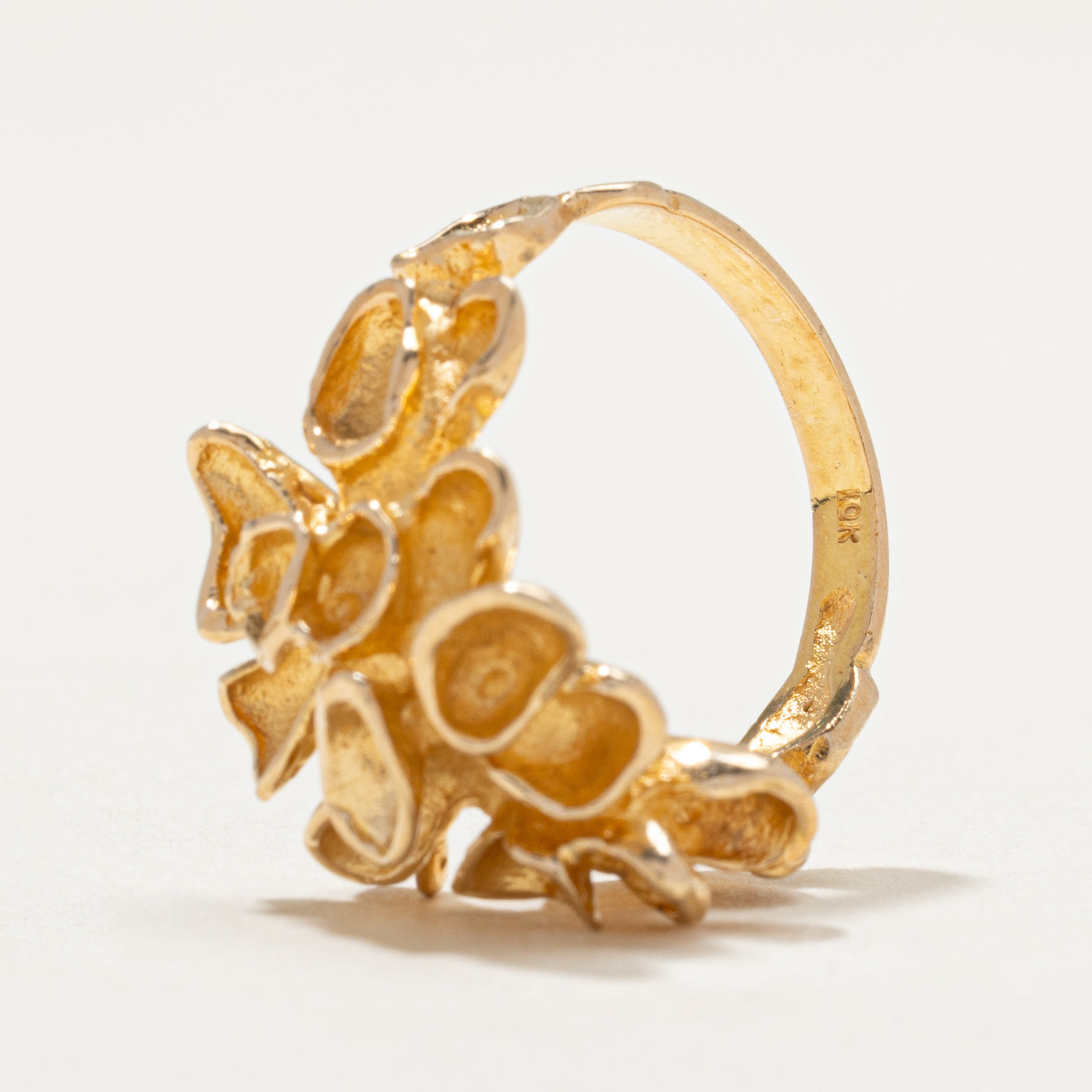Bague cocktail abstraite en or jaune 10 carats | Taille 5,75