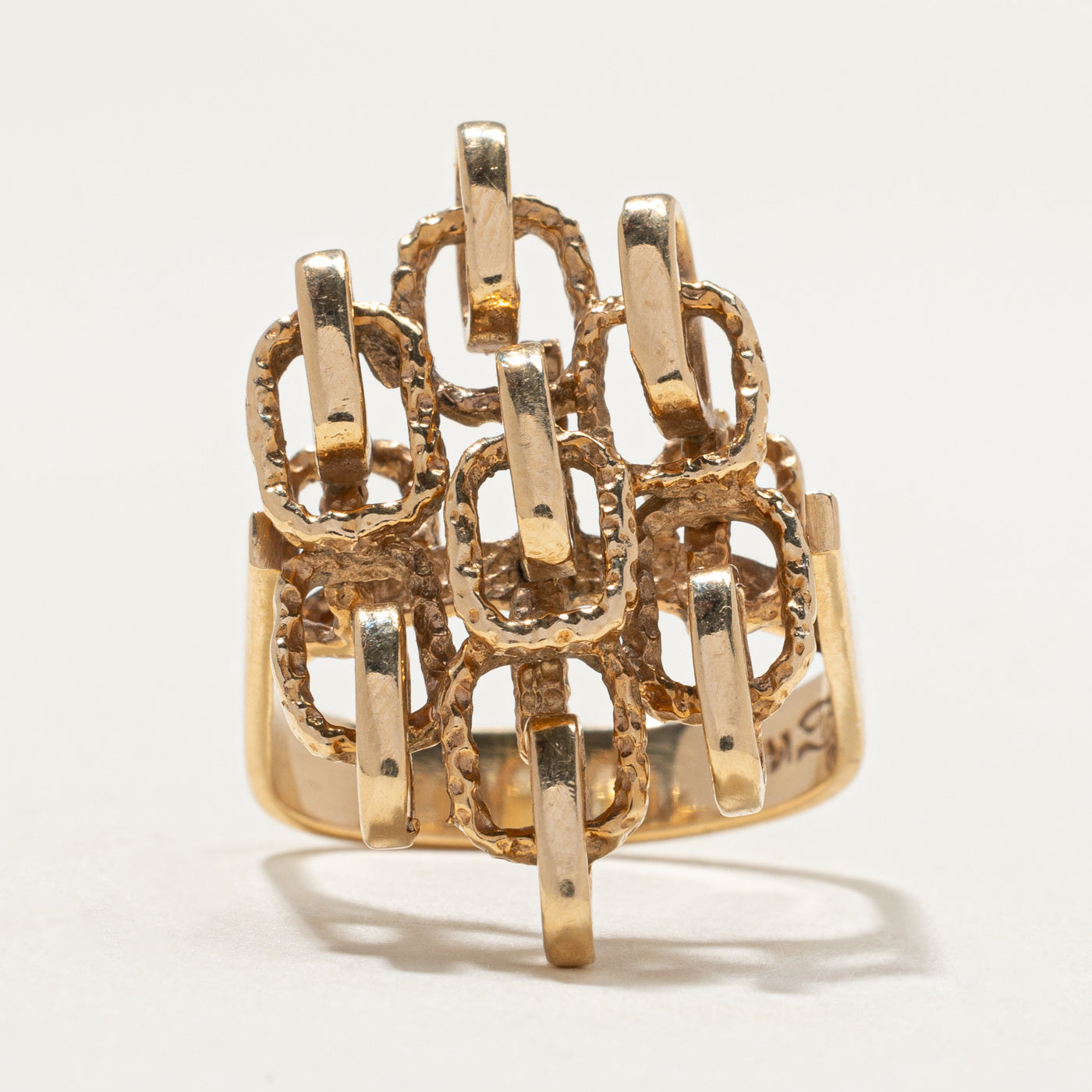 14K Yellow Gold Geometric Cocktail Ring | SZ 5