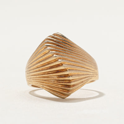 10K Yellow Gold Grooved Dome Ring | SZ 6