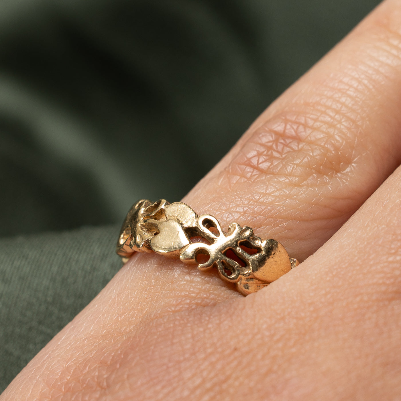 14K Yellow Gold Nature Motif Open Band | 6.3mm | SZ 5.5