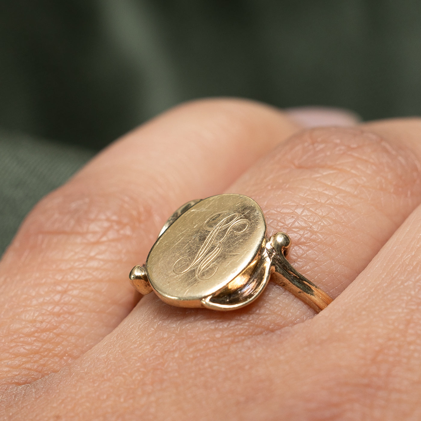 10K Yellow Gold Oval Shaped "K" Initial Ring | SZ 8.25