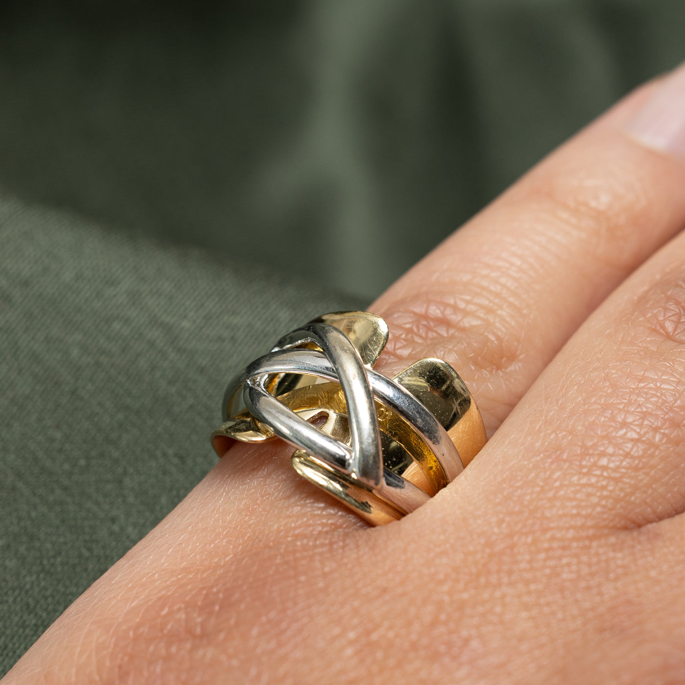 14K Two Tone Gold Abstract Cocktail Ring | SZ 6