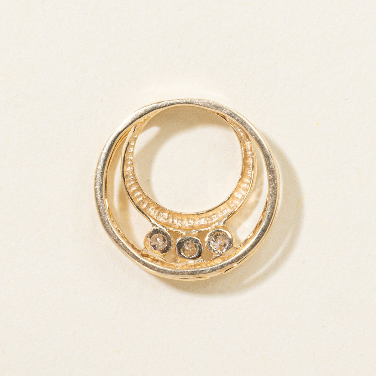 14k Three Stone Diamond Layered Circles Pendant | 0.15ctw