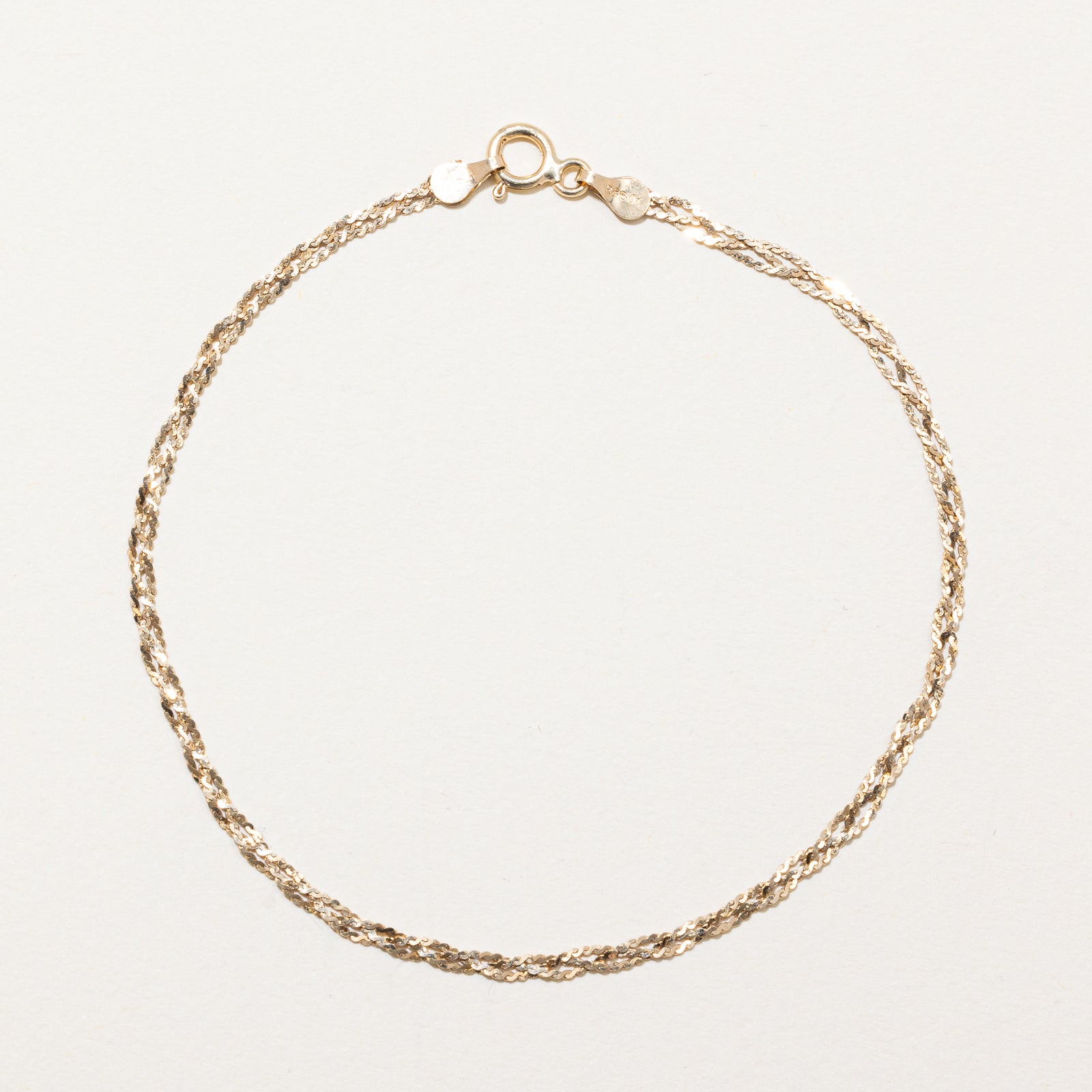 10K Yellow Gold Braided S Link Bracelet | 1.62mm | 7"