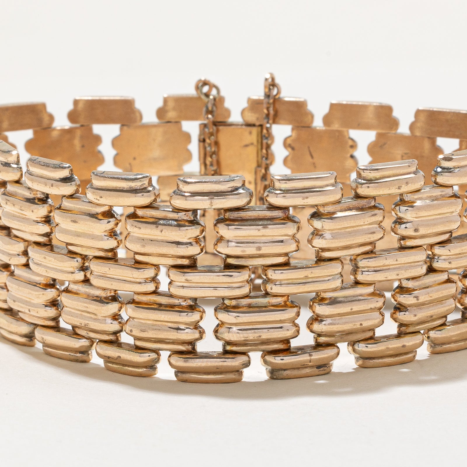 14K Yellow Gold Textured Panther Chain Bracelet | 26.09mm | 7.5"