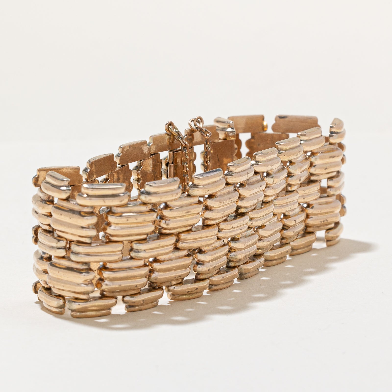 14K Yellow Gold Textured Panther Chain Bracelet | 26.09mm | 7.5"