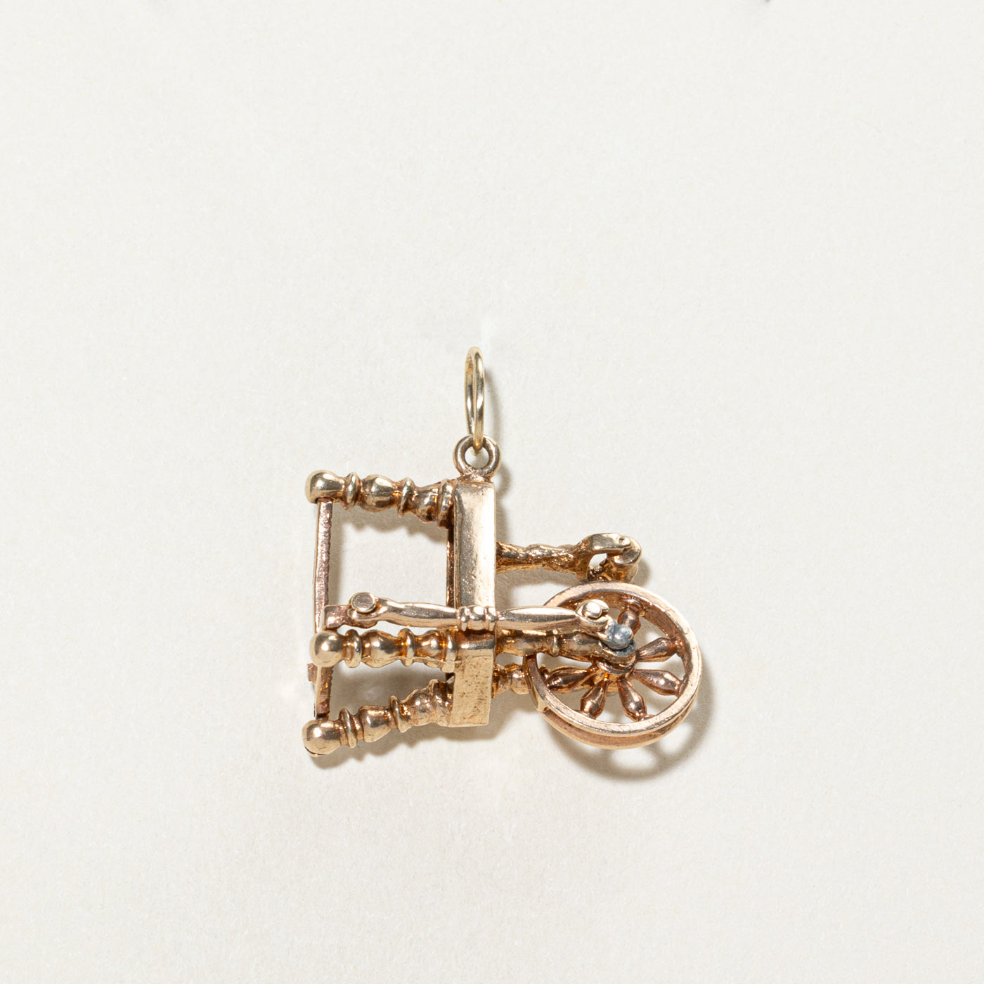 1972 Birmingham 9K Yellow Gold Spinning Wheel Charm