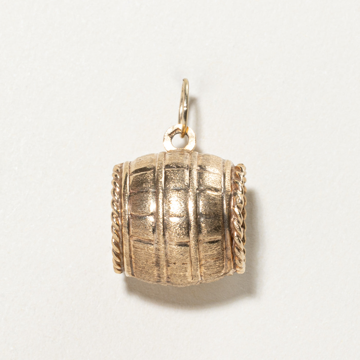 10K Yellow Gold Wooden Barrel Keg Charm