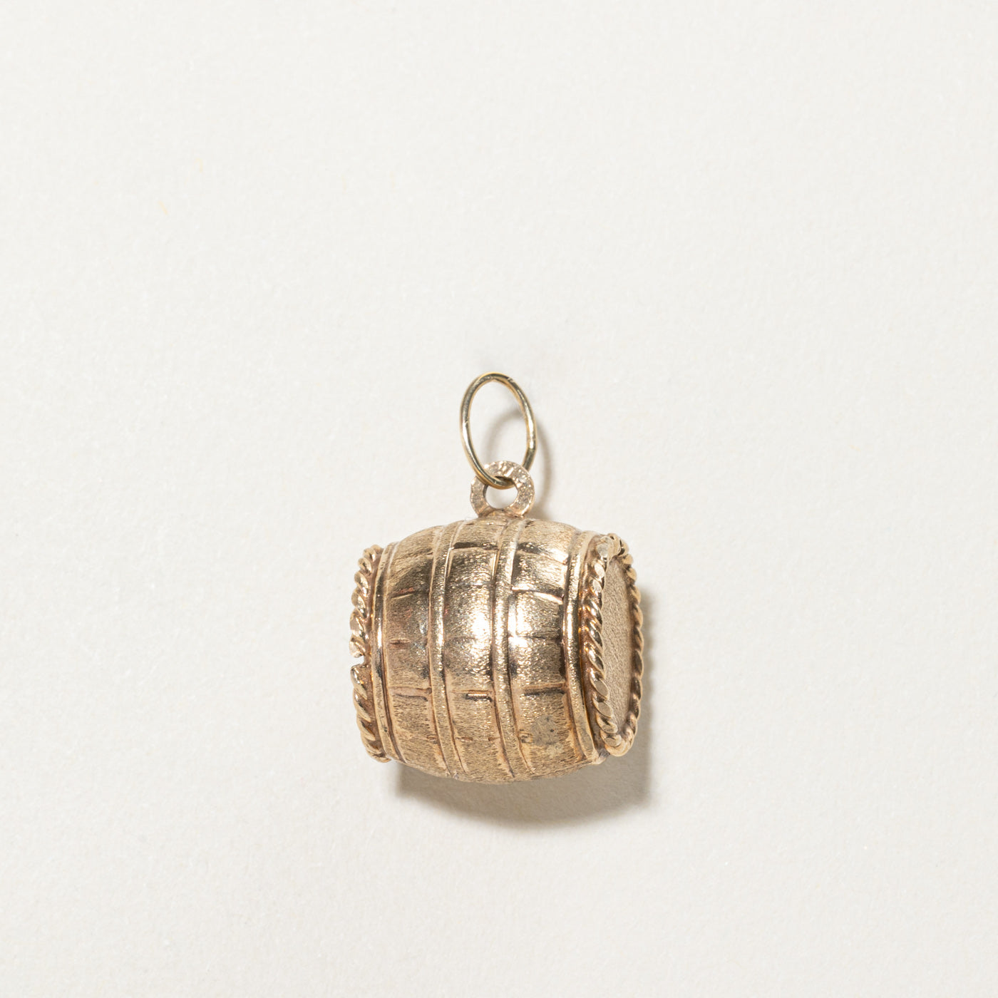 10K Yellow Gold Wooden Barrel Keg Charm