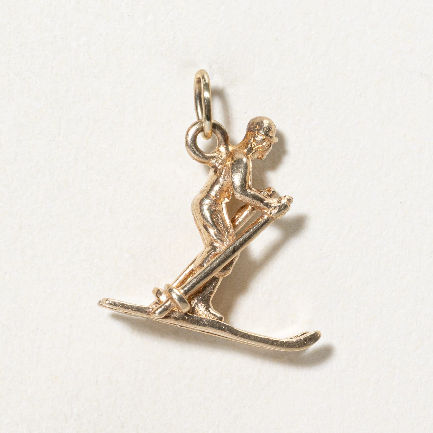10K Yellow Gold Skiing Charm