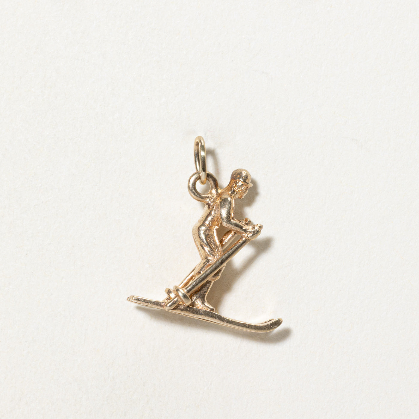 10K Yellow Gold Skiing Charm