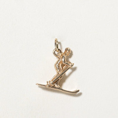 10K Yellow Gold Skiing Charm