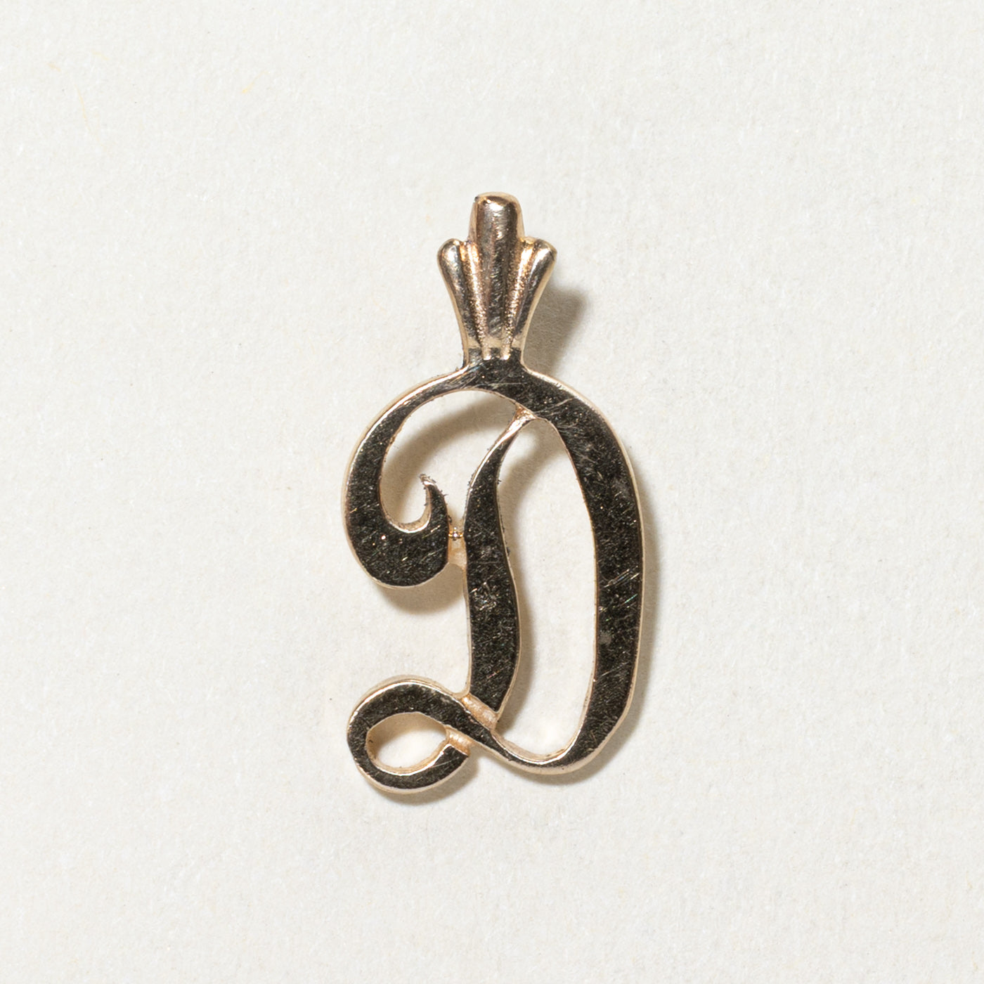 14K Yellow Gold Initial 'D' Charm