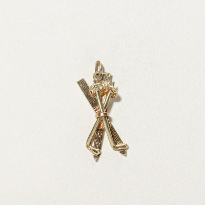 14K Yellow Gold Ski Set Charm