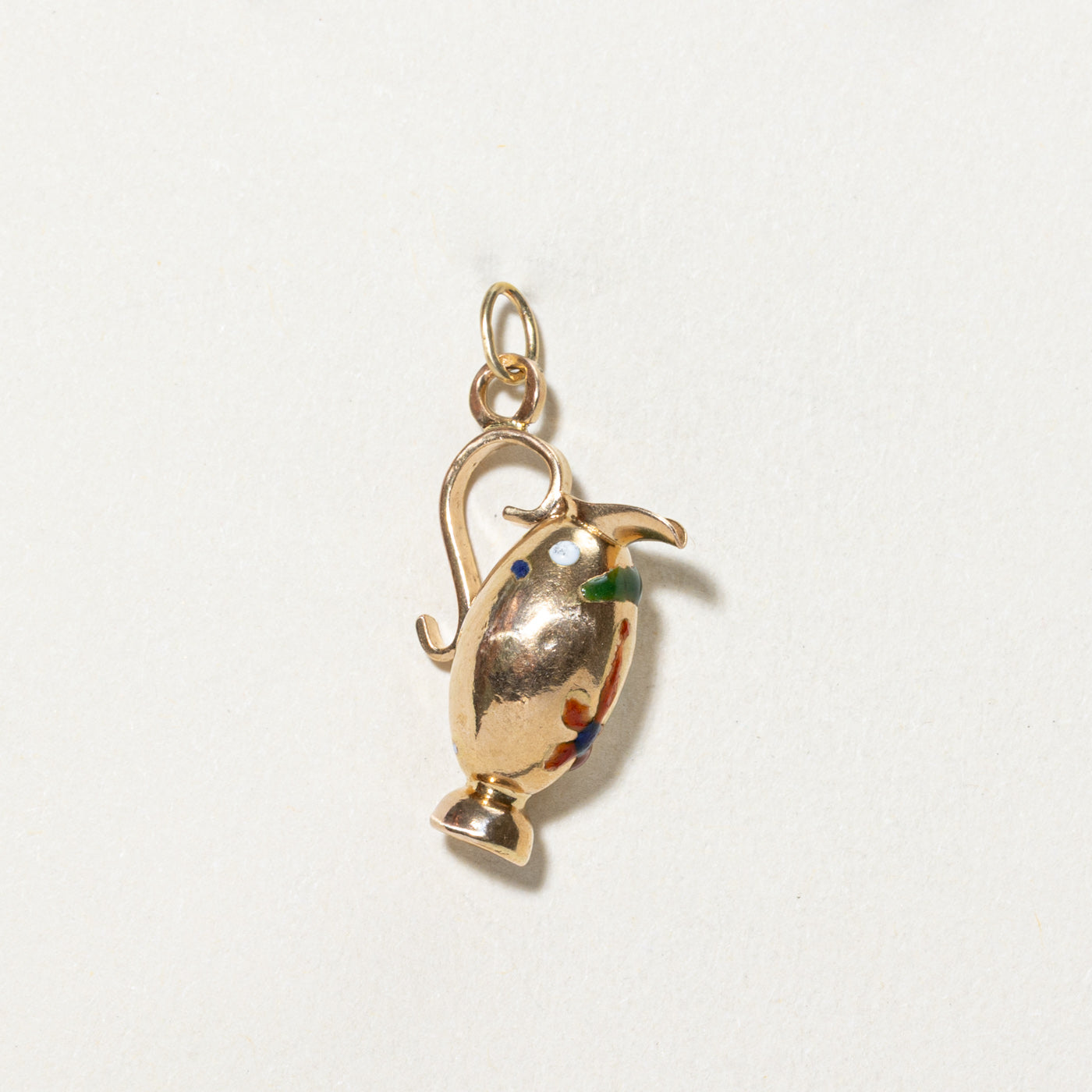 18K Yellow Gold Enamel Pitcher Charm