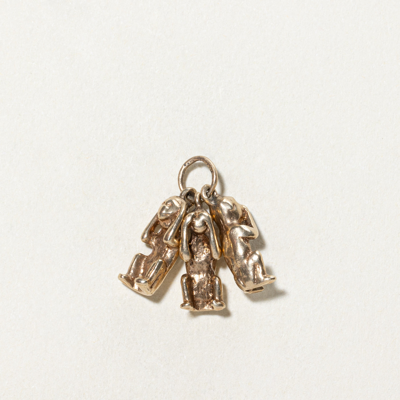 10K Yellow Gold Three Wise Monkeys Charm