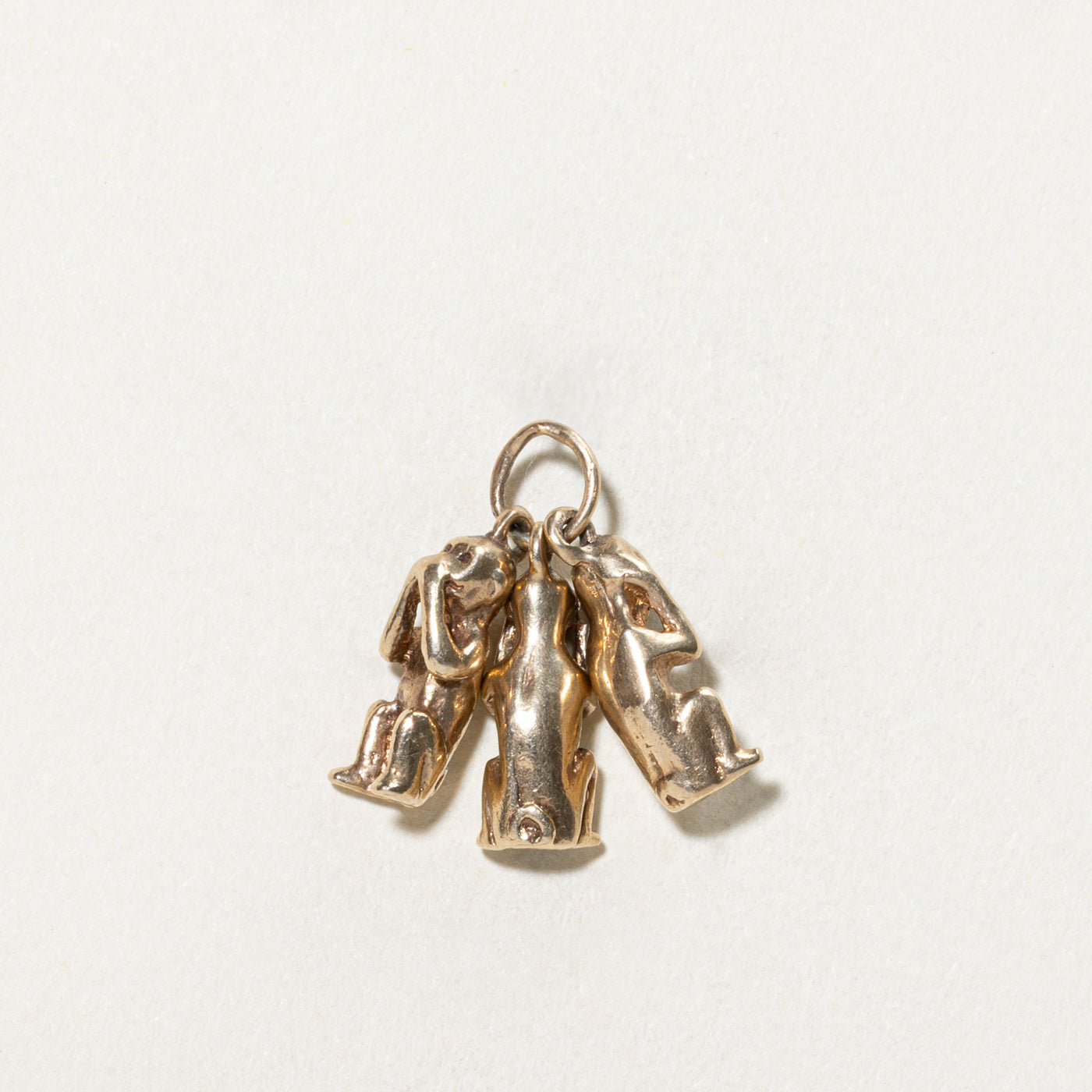 10K Yellow Gold Three Wise Monkeys Charm