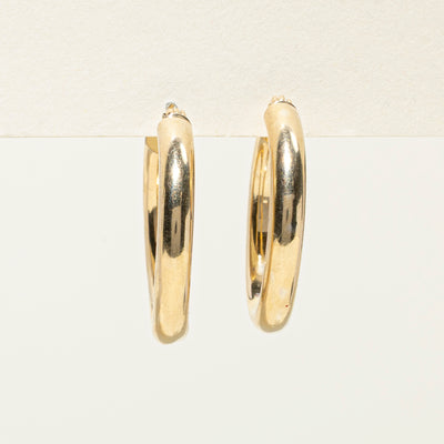 14k Yellow Gold Plain Hoop Earrings