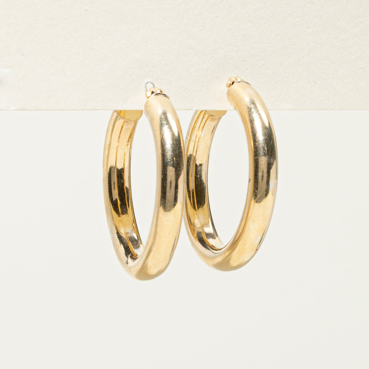 14k Yellow Gold Plain Hoop Earrings