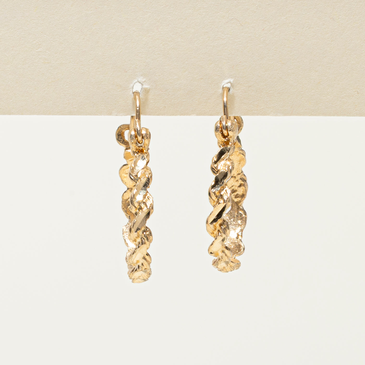 10k Yellow Gold Texture Rope Hoop Earrings