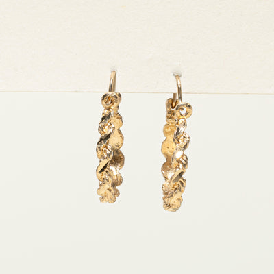 10k Yellow Gold Texture Rope Hoop Earrings