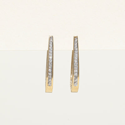 10k Diamond Scrollwork Hoop Earrings | 0.15ctw
