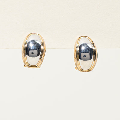 18k Two Tone Gold Chunky Stud Earrings