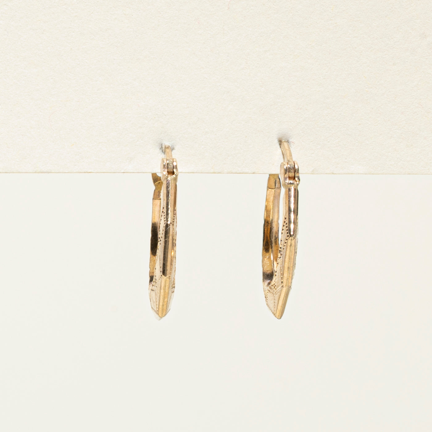 10k Yellow Gold Side Textured Hoop Earrings