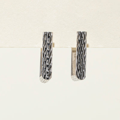 10k White Gold Diamond Cut Square Hoop Earrings