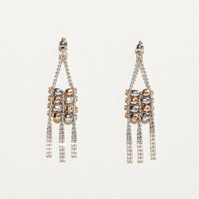 14k White & Rose Gold Beaded Drop Earrings
