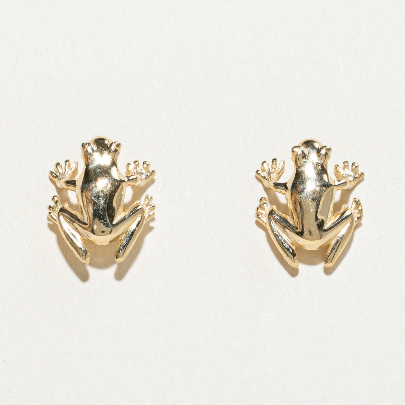 14k Yellow Gold Frog Stud Earrings
