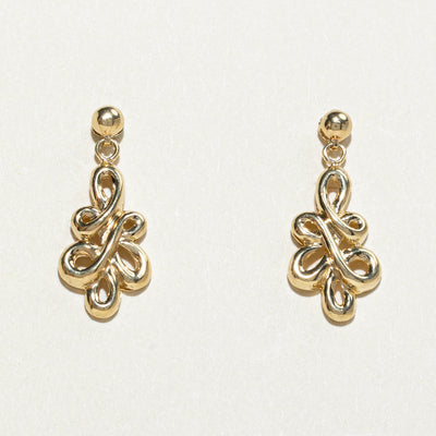 10k Yellow Gold Twisted Drop Earrings