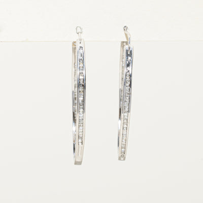 10k Channel Set Diamond Hoop Earrings | 0.32ctw