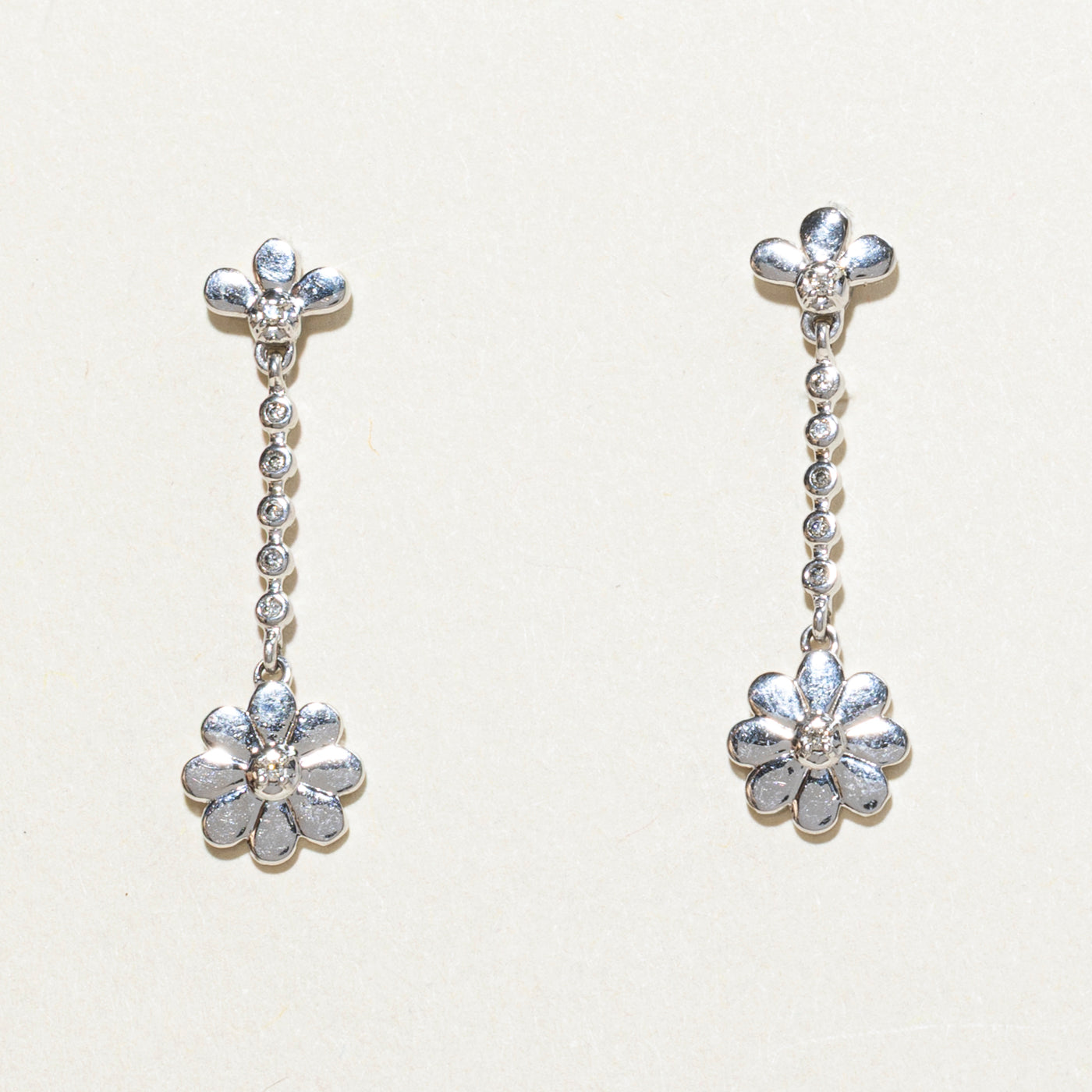 10K Diamond Floral Drop Earrings | 0.02ctw