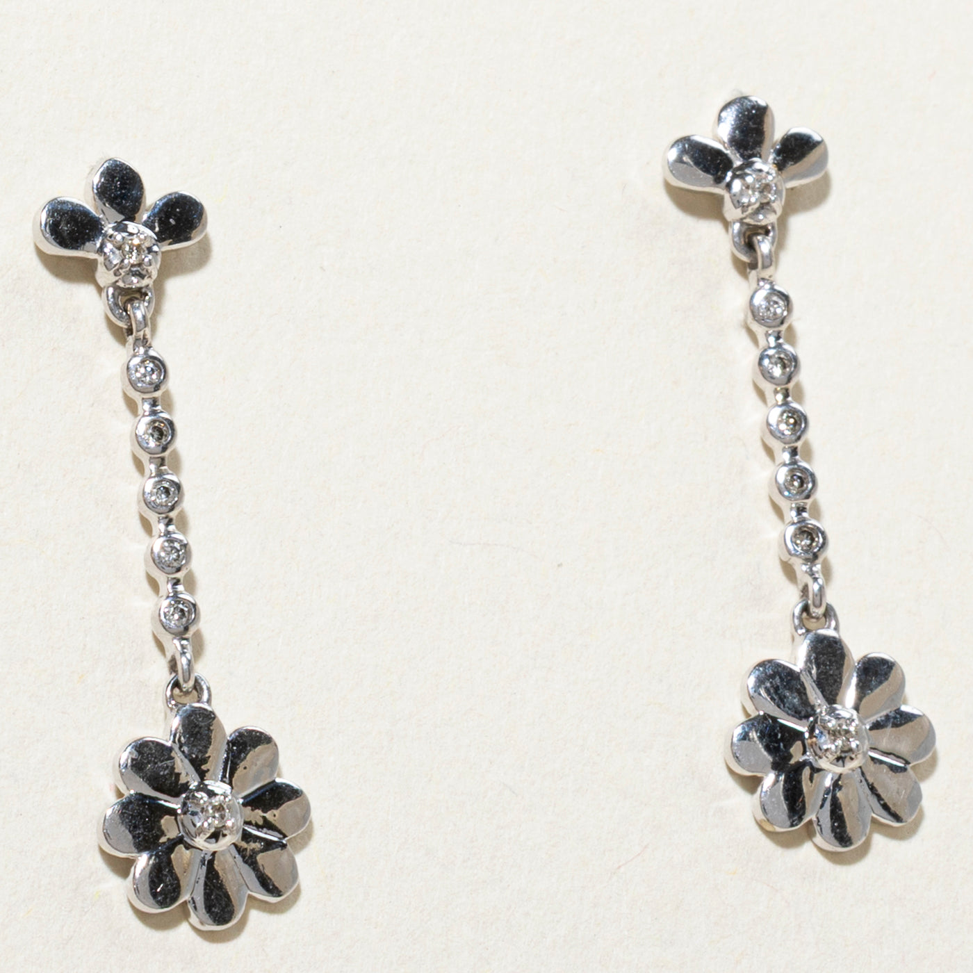 10K Diamond Floral Drop Earrings | 0.02ctw