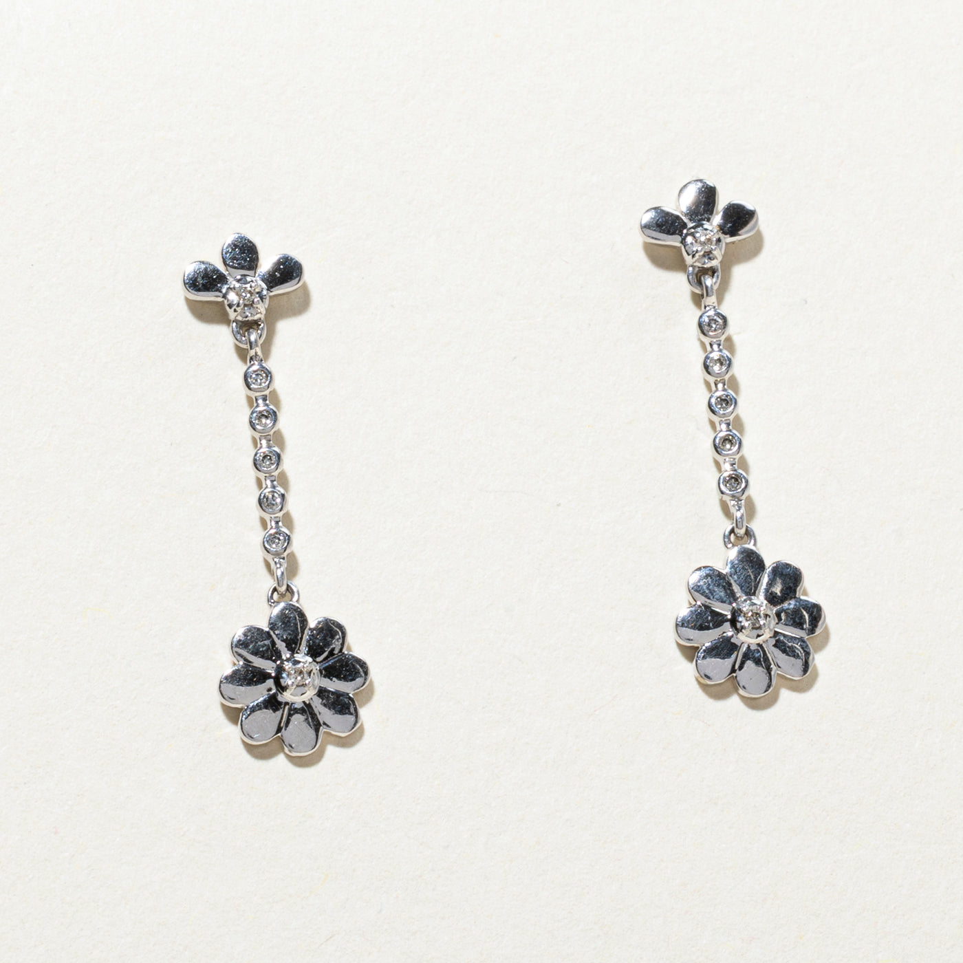10K Diamond Floral Drop Earrings | 0.02ctw