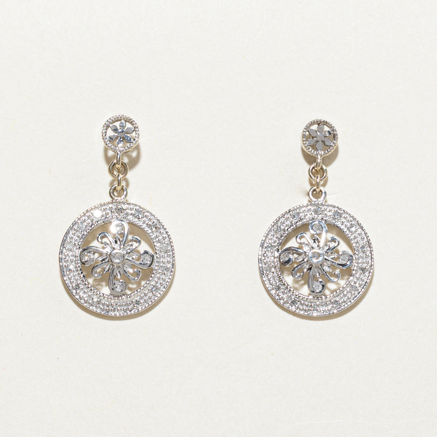 14K Diamond Cluster Dangle Earrings | 0.21ctw
