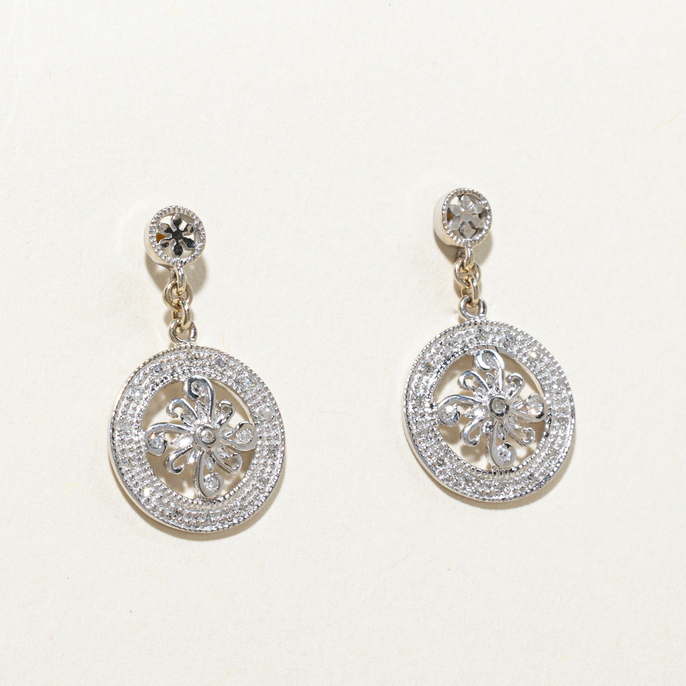 14K Diamond Cluster Dangle Earrings | 0.21ctw