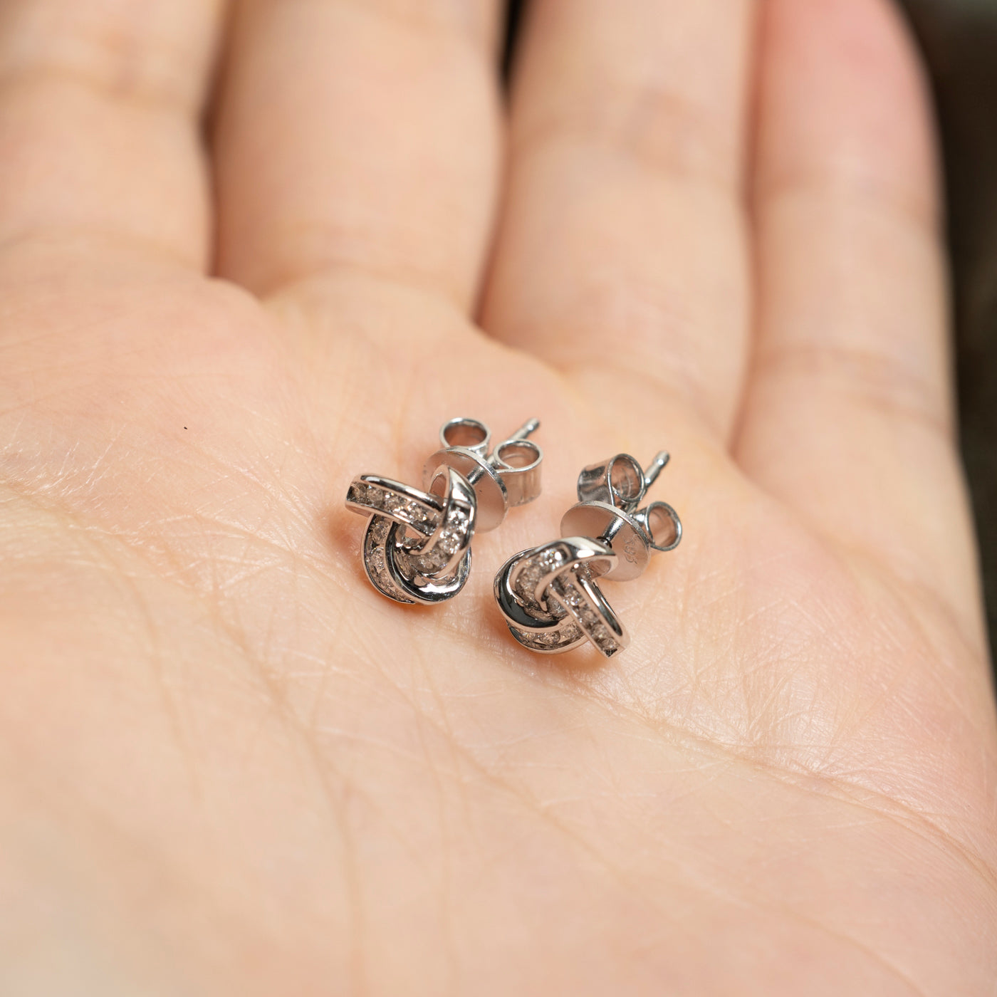 14K Diamond Interlocking Design Stud Earrings | 0.14ctw