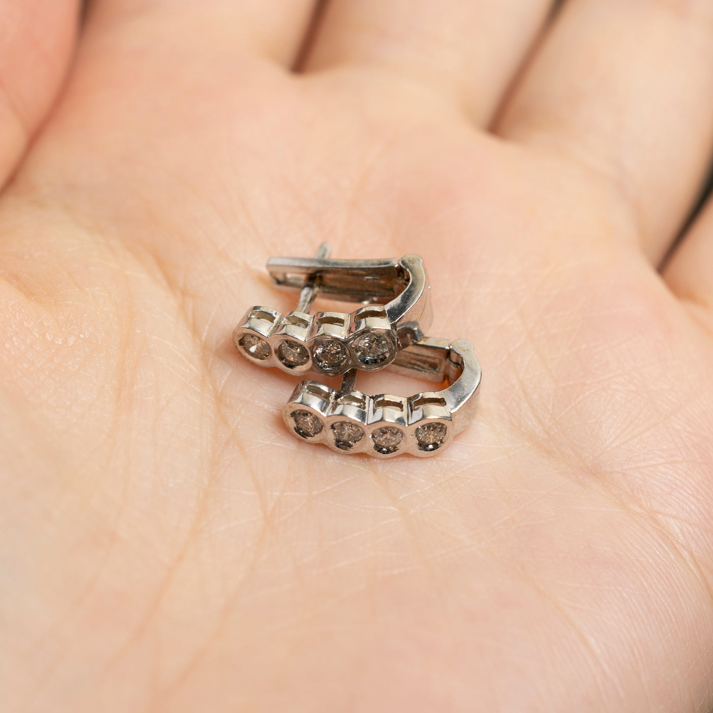 14K Bezel Set Diamond Huggie Earrings | 0.32ctw