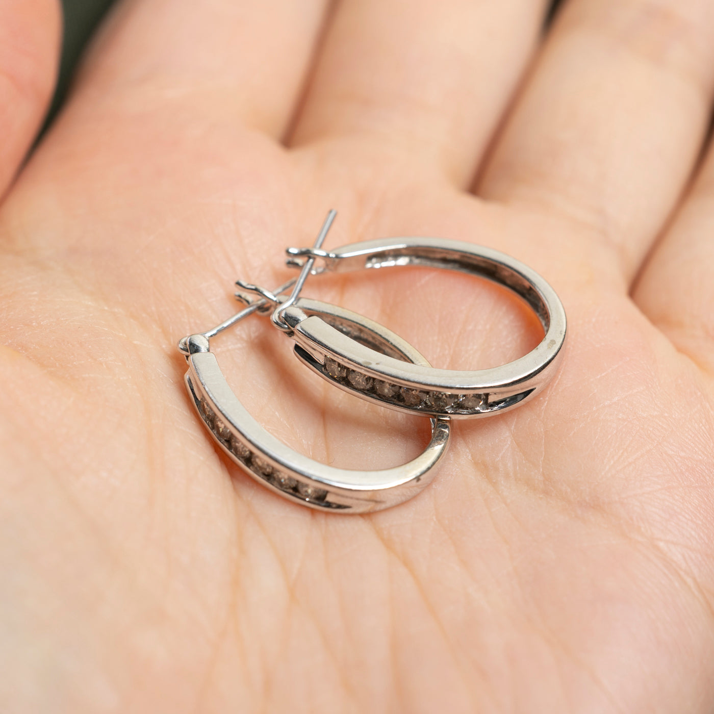 10K Channel Set Diamond Hoop Earrings | 0.48ctw