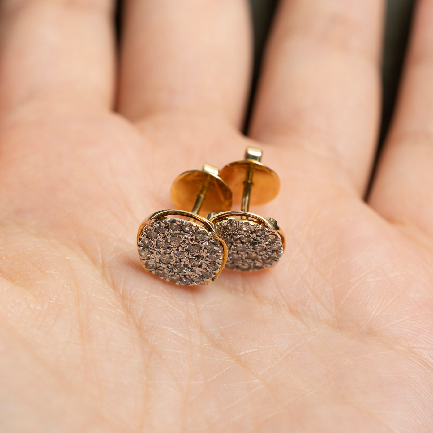 Pave Set Diamond Cluster Stud Earrings | 0.85ctw