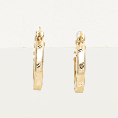 14k Yellow Gold Engraved Chunky Hoop Earrings
